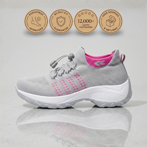 PLUMA Flow Orthopedic Knit Sneaker - Rose Gray