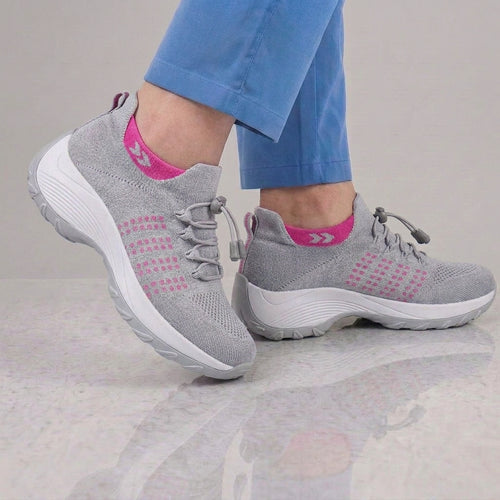PLUMA Flow Orthopedic Knit Sneaker - Rose Gray