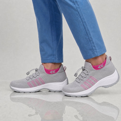 PLUMA Flow Orthopedic Knit Sneaker - Rose Gray