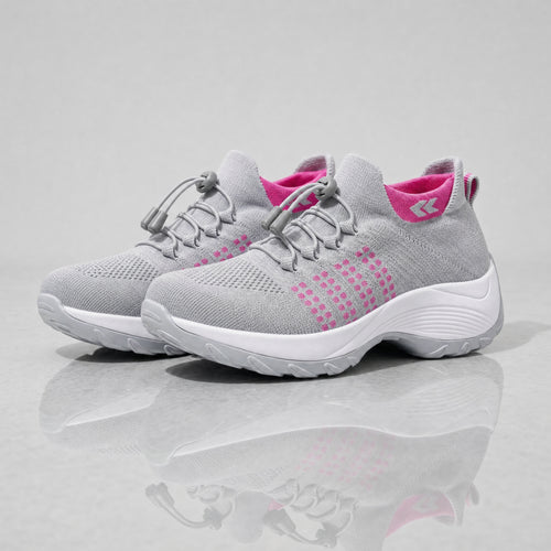 PLUMA Flow Orthopedic Knit Sneaker - Rose Gray