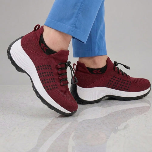 PLUMA Flow Orthopedic Knit Sneaker - Wine